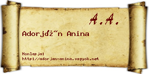 Adorján Anina névjegykártya